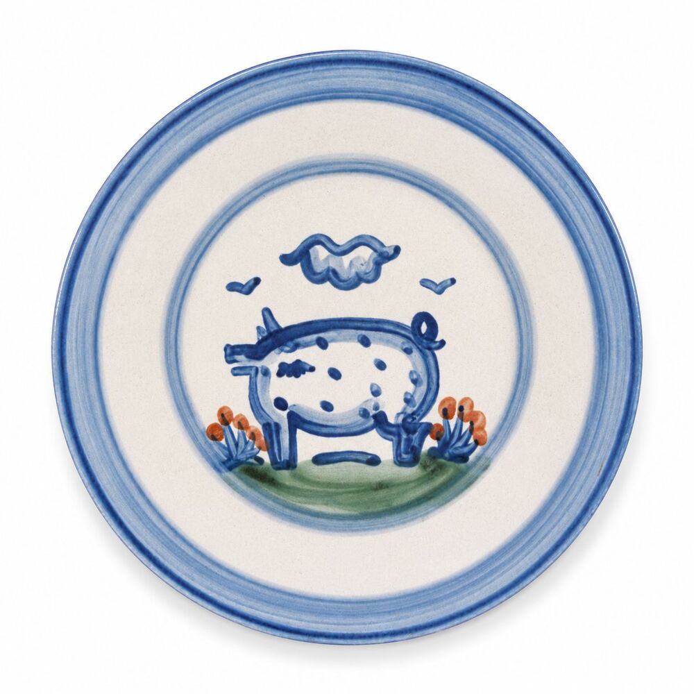 M.A. Hadley Pig Stoneware Pottery Plate Farm Farmhouse Country 9" Whimsical